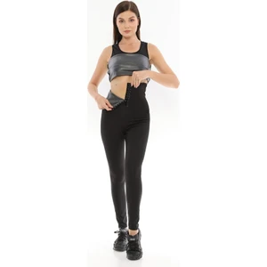 Secret Moda Terleten Incelten Yağ Yakımını Hızlandıran Yüksek Bel Ağraflı Sauna Termal Tayt