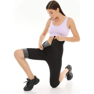 Secret Moda Terleten Incelten Yağ Yakımını Hızlandıran Yüksek Bel Ağraflı Sauna Termal Kısa Tayt
