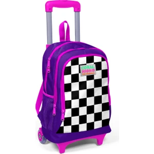 Coral High Kids  Mor Dama Desenli Işıklı Tekerlekli Iki Bölmeli Çekçekli Sırt Çantası 23902