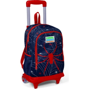 Coral High Kids Lacivert Kırmızı Işıklı Tekerlekli Iki Bölmeli Çekçekli Sırt Çantası 23920