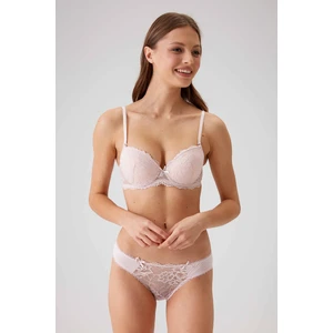Pierre Cardin Pudra 4561 Milan Push Up Dolgulu Dantelli Çeyiz Sütyen ve Külot İç Çamaşır Takımı