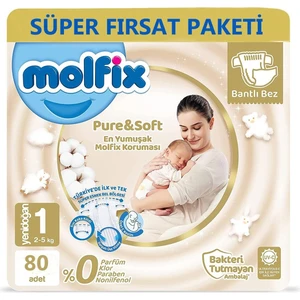 Pure&Soft Bebek Bezi 1 Beden Yenidoğan 80li Süper Fırsat Paketi