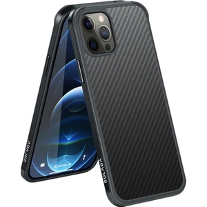 Apple iPhone 12 Için Karbon Fiber Doku Düşmeye Çizilmeye Dayanıklı Telefon Kılıfı - Siyah (Yurt Dışından)