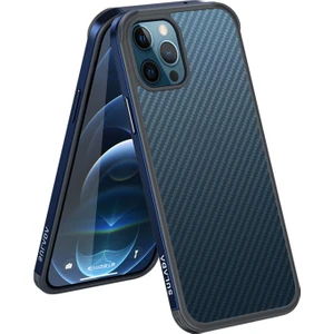 Apple iPhone 12 Için Karbon Fiber Doku Düşmeye Çizilmeye Dayanıklı Telefon Kılıfı - Mavi (Yurt Dışından)