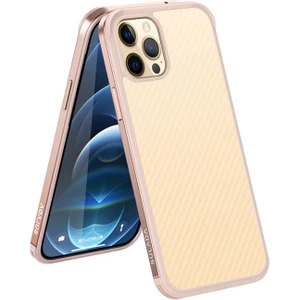 Apple iPhone 12 Mini Için Karbon Fiber Doku Telefon Kılıfı - Altın (Yurt Dışından)