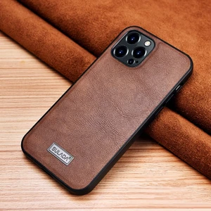 Apple iPhone 12 Pro Için Pu Deri Kaplamalı Tpu Telefon Kılıfı - Kahverengi (Yurt Dışından)