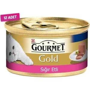 12 Adet - Gourmet Gold Kıyılmış Sığır Etli Yetişkin Kedi Konservesi 85 gr