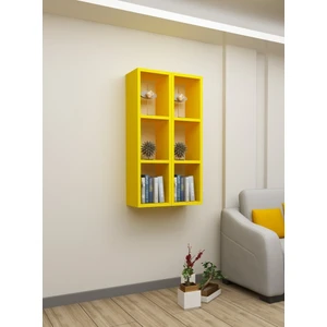 Dekormer Design Kitaplık Sarı Renk Duvar Rafı Ikili Takım