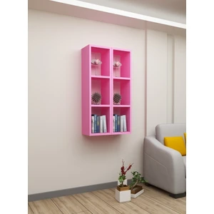 Dekormer Design Kitaplık Pembe Renk Duvar Rafı Ikili Takım