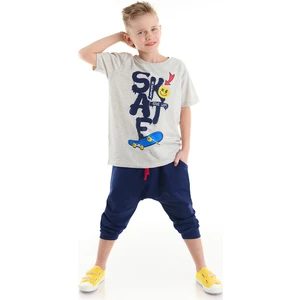 MSHB&G Mavi Kaykay Erkek Çocuk T-shirt Kapri Şort Takım
