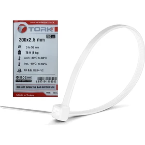 Plastik Kelepçe Kablo Bağı 100'Lü 200x2.5mm Beyaz