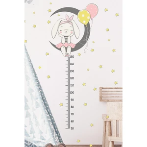 Ayda Uyuyan Tavşan ve Yıldızlar Boy Cetveli Sticker Seti