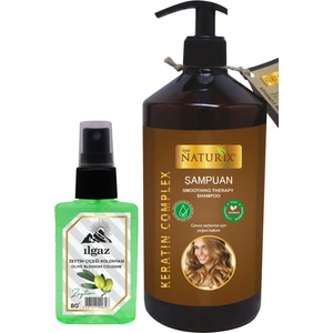 Saç Uzatan Formül Bitkisel Keratin Bakım Şampuan 600 ml + 50 ml Sprey Zeytin Çiçeği Kolonyası