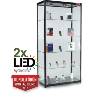 Camlı Vitrin - Cam Dolap - Camlı Koleksiyon Vitrini - Teşhir Vitrini - Kupa Dolabı  175X70X30