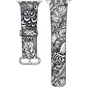 Çiçek Desenli Apple Watch Uyumlu 7 6 5 4 3 42-44 mm Kordon Kayış SK06