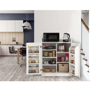 Beyaz Çok Amaçlı 165 Derece Açılabilir 2 Kapaklı Kısa Kiler Mutfak Dolabı