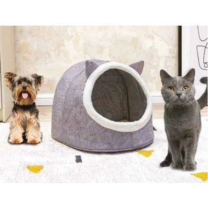 Gri Alaska Kedi Köpek Yatağı Yuvası
