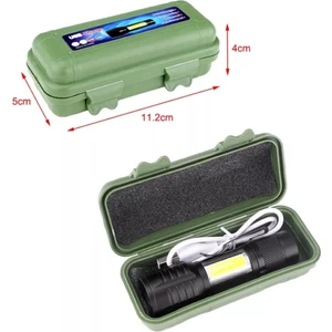 Çift Aydınlatmalı Güçlü Mini Boy USB Şarjlı El Feneri 2000 Lümen