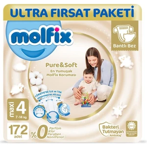Pure&soft Bebek Bezi 4 Beden Maxi Ultra Fırsat Paketi 172 Adet