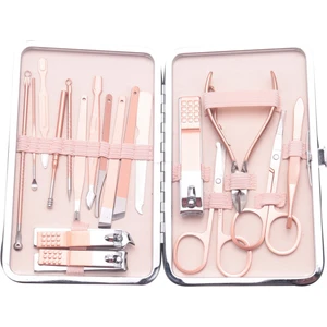Shuai Yan 18 Adet/Takım Gül Altın Paslanmaz Nail Art Araçları Kitleri Çelik Tırnak Makası Kesici Giyotin Kulak Seçim Bakım Seti Manikür Seti Pedikür Ayak Aletleri