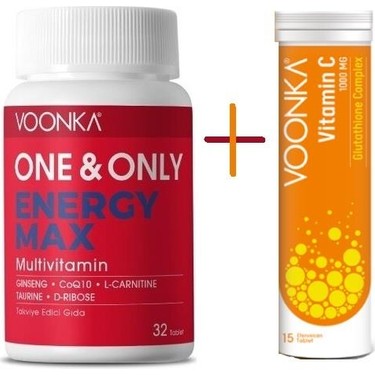 voonka vitamin c glutathione complex One & Only Energy Max 32 Tablet+Voonka 1000 Fiyatı glutaglow