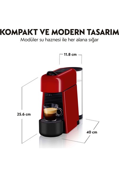 Nespresso Essenza Plus D46R Red Bundle Kahve Makinesi