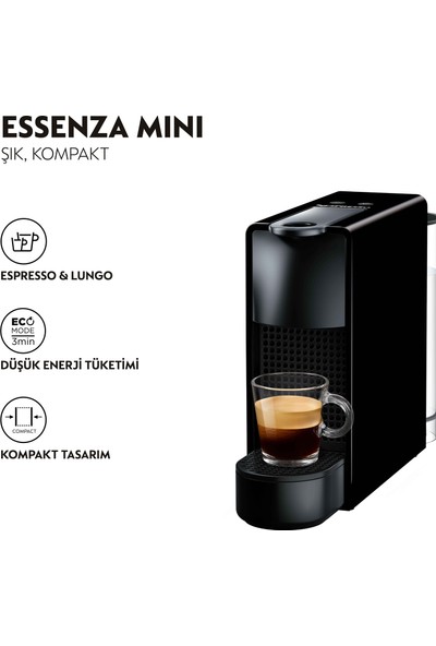 Nespresso Essenza Mini C35 Black Bundle Kahve Makinesi