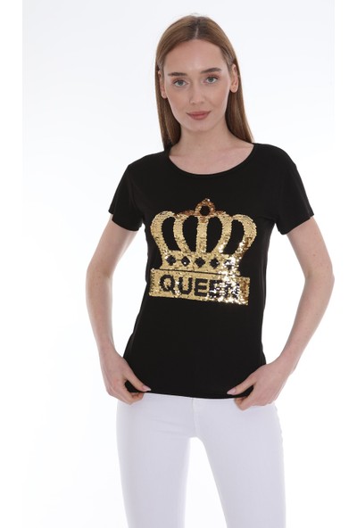 Bogda Çift Yönlü Renk Değiştiren Pullu Kadın T-Shirt