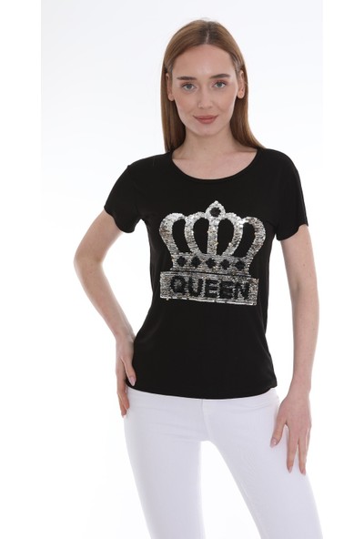 Bogda Çift Yönlü Renk Değiştiren Pullu Kadın T-Shirt