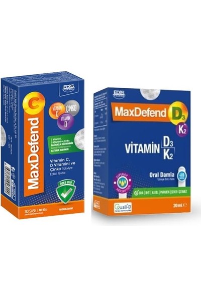 Edis Pharma Maxdefend C 30 Saşe+Maxdefend D3 K2 Oral Damla 20 Ml