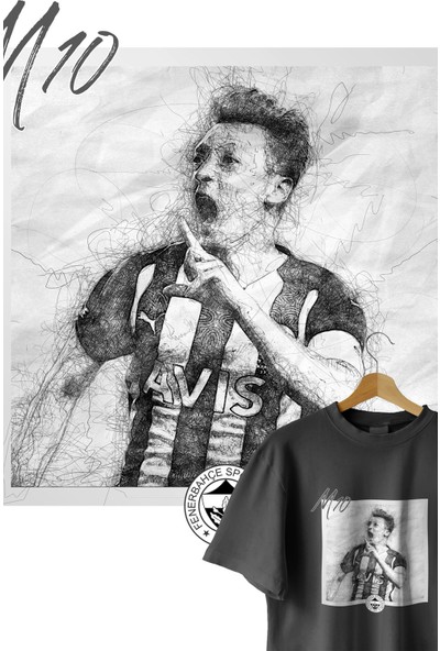 Mubay Fb Mesut Özil (M10) Çizgisel Özel Tasarım Tişört