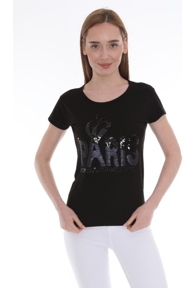 Bogda Çift Yönlü Renk Değiştiren Pullu Kadın T-Shirt