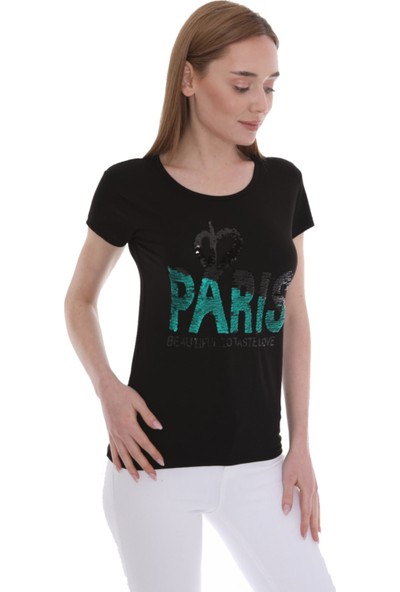 Bogda Çift Yönlü Renk Değiştiren Pullu Kadın T-Shirt