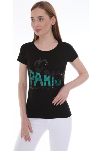 Bogda Çift Yönlü Renk Değiştiren Pullu Kadın T-Shirt