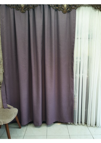 Lüks Mor Blackout Keten Karartma Pilesiz Fon Perde En 225. Boy 265. indirimleri