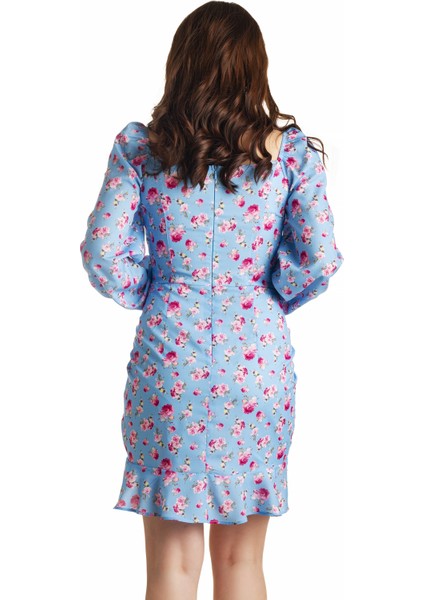 Çiçekli Volanlı Jessica Elbise Bebe Mavisi - Yaz Serisi fırsatları