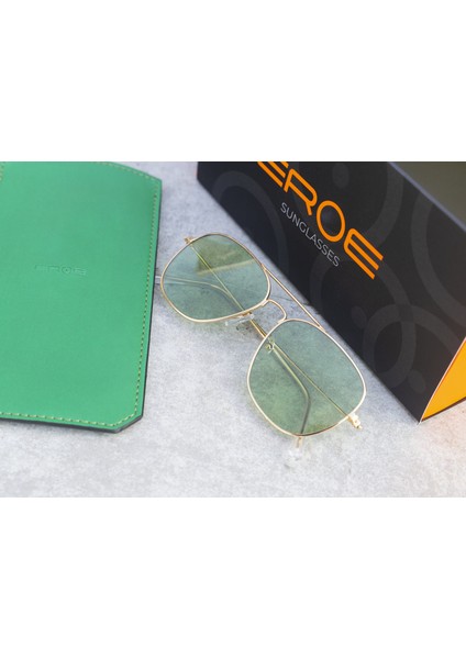 E104 Metal Kare Model Gold-Yeşil Güneş Gözlüğü fırsatları
