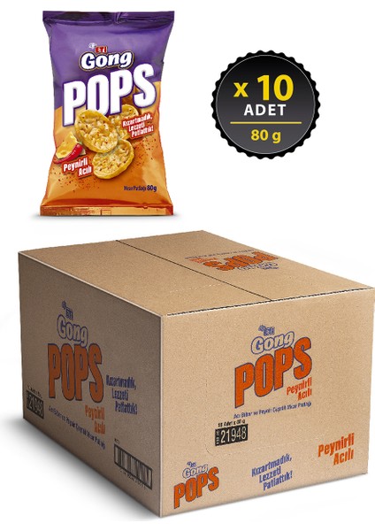 Gong Pops Peynirli Acılı Mısır Patlağı 80 g x 10 Adet