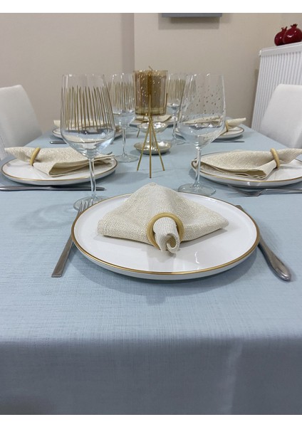 Keten Görünümlü Simsiz Begonvil Masa Örtüsü Açık Mint 13 Parça fırsatları