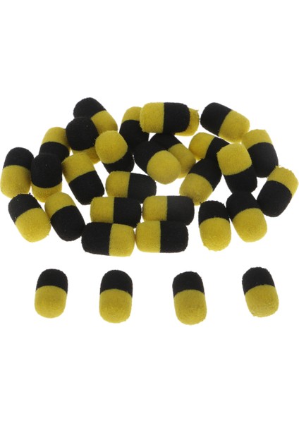 30 Adet / Kutu Pop Up Hataies Yüzer Top Boncuk Kapsül Şekli Siyah + Sarı (Yurt Dışından)