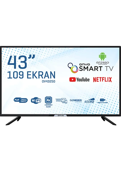 OV43250 43" 109 Ekran Uydu Alıcılı Full HD Android Smart LED TV