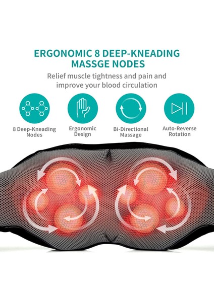 ERG-708 Kneading Ovmalı Isıtmalı Masaj Yastığı Boyun, Omuz, Sırt Masaj Aleti