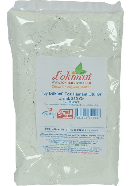 Lokmanavm Tüy Dökücü Toz Hamam Otu Gri Zırnık Bay Bayan 250 gr Paket