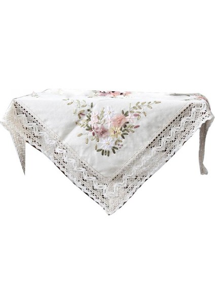SunniMix 1 Çapraz Dikiş Kiti Baskılı Damgalı Yuvarlak Masa Örtüsü Nakış Için 90X90 cm Beyaz
