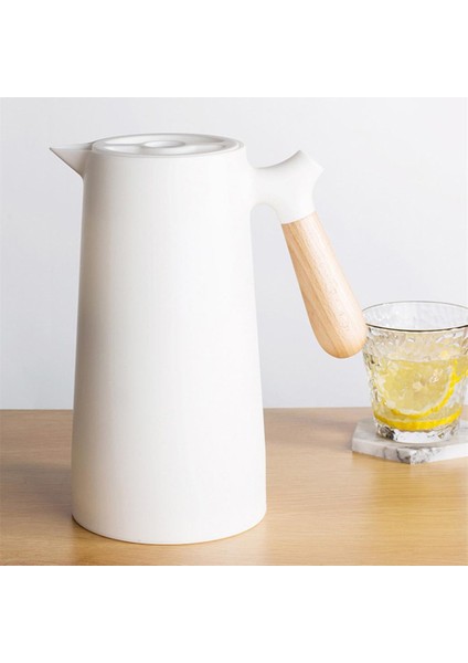 SunniMix 1l Büyük Termal Kahve Carafe Yalıtımlı Vakum Şişesi Cezve Beyaz