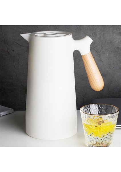 SunniMix 1l Büyük Termal Kahve Carafe Yalıtımlı Vakum Şişesi Cezve Beyaz
