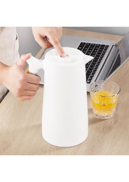 SunniMix 1l Büyük Termal Kahve Carafe Yalıtımlı Vakum Şişesi Cezve Beyaz