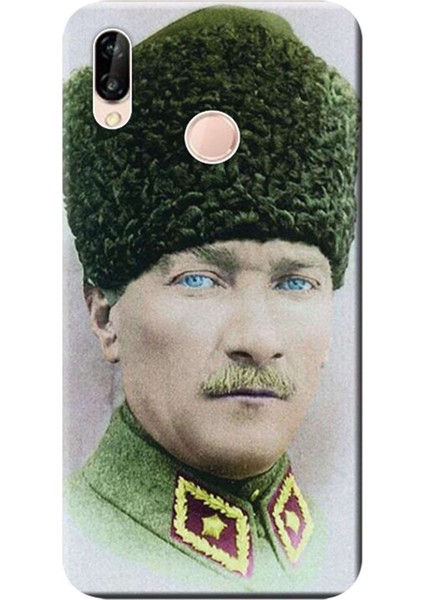 Huawei P20 Lite Kılıf Desen Baskılı Silikon Kapak Mustafa Kemal Atatürk STK:392