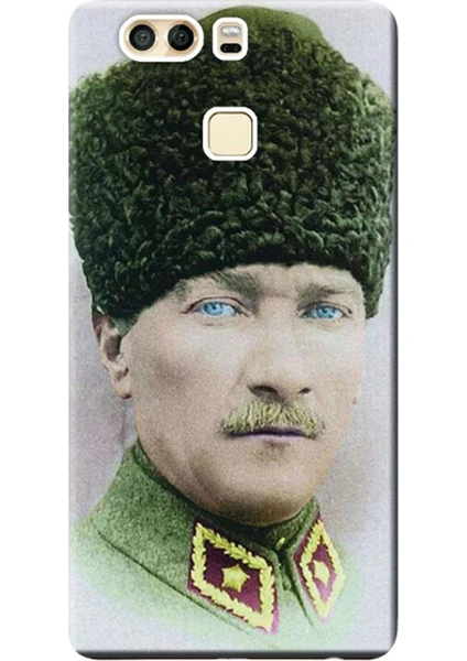 Huawei P9 Kılıf Desen Baskılı Silikon Kapak Mustafa Kemal Atatürk STK:392