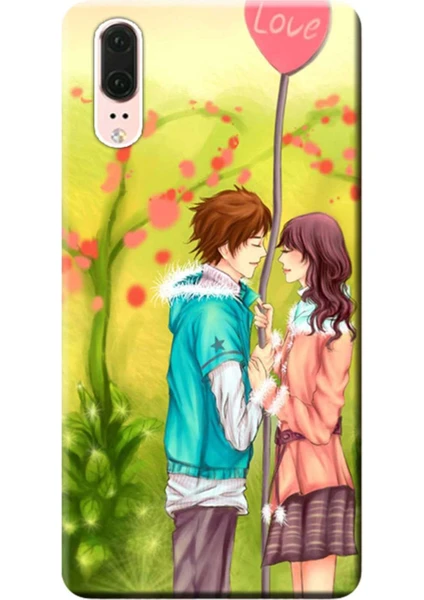 Huawei P20 Kılıf EML-L09 Desen Baskılı Silikon Kapak Love Anime STK:308